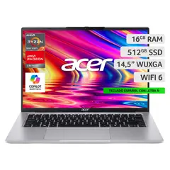 ACER - Notebook Aspire Lite AL14-43P-R1D8-2 Ryzen 7 16GB RAM 512GB SSD 14.5" WUXGA