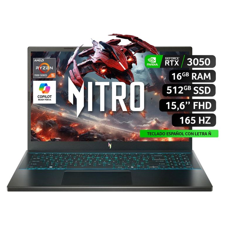 Notebook Gamer Nitro V15 ANV15-41-R6HJ-2 Ryzen 5 RTX 3050 16GB RAM 512GB SSD 15.6" FHD