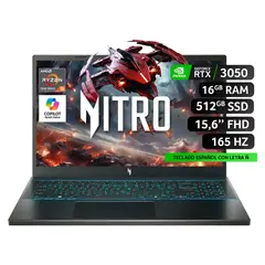 ACER - Notebook Gamer Nitro V15 ANV15-41-R6HJ-2 Ryzen 5 RTX 3050 16GB RAM 512GB SSD 15.6" FHD