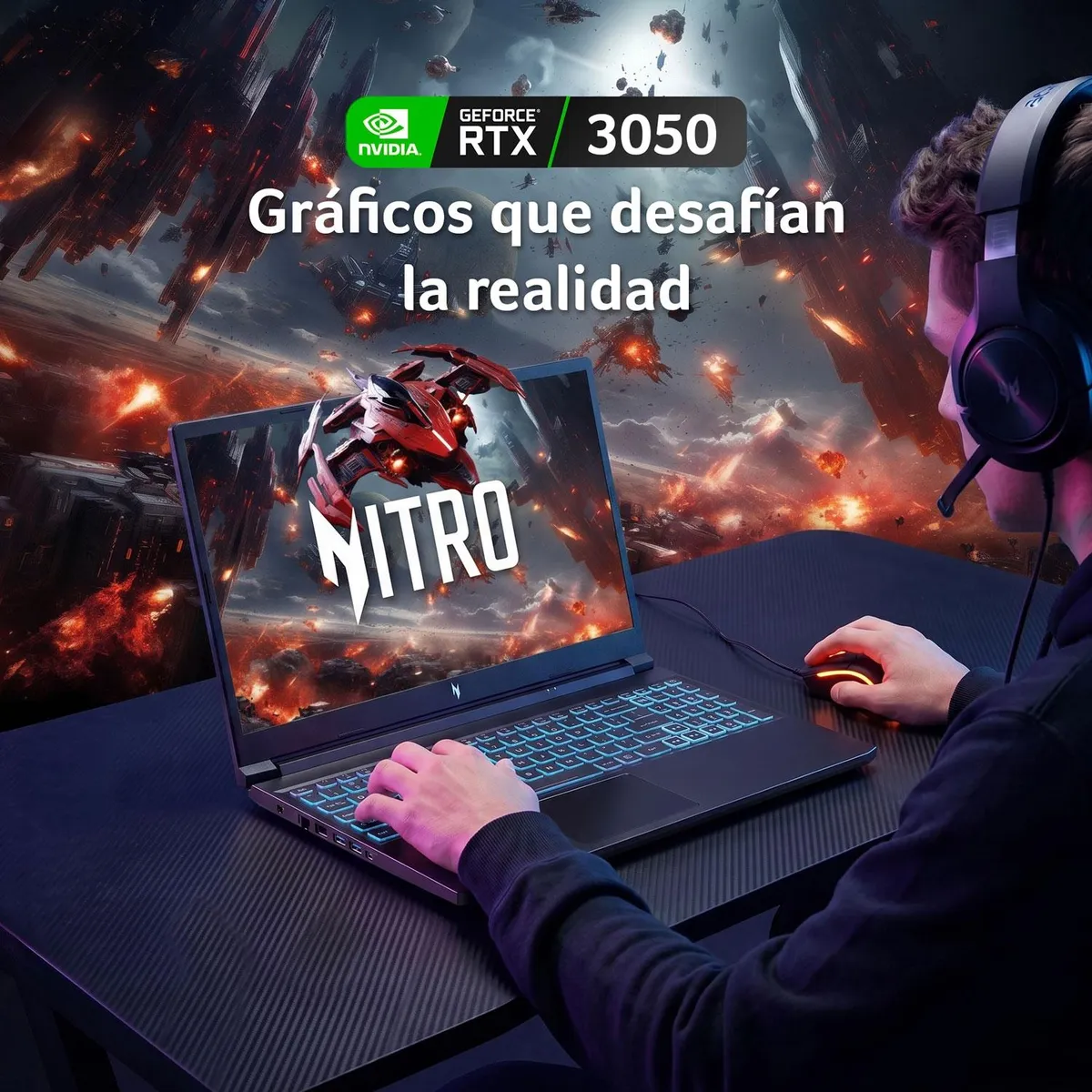 ACER - Notebook Gamer Acer Nitro V15 ANV15-41-R6HJ-2 Ryzen 5 RTX 3050 16GB RAM 512GB SSD 15.6" FHD
