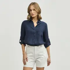 SAVILLE ROW - Camisa Sahariana Lino Mujer