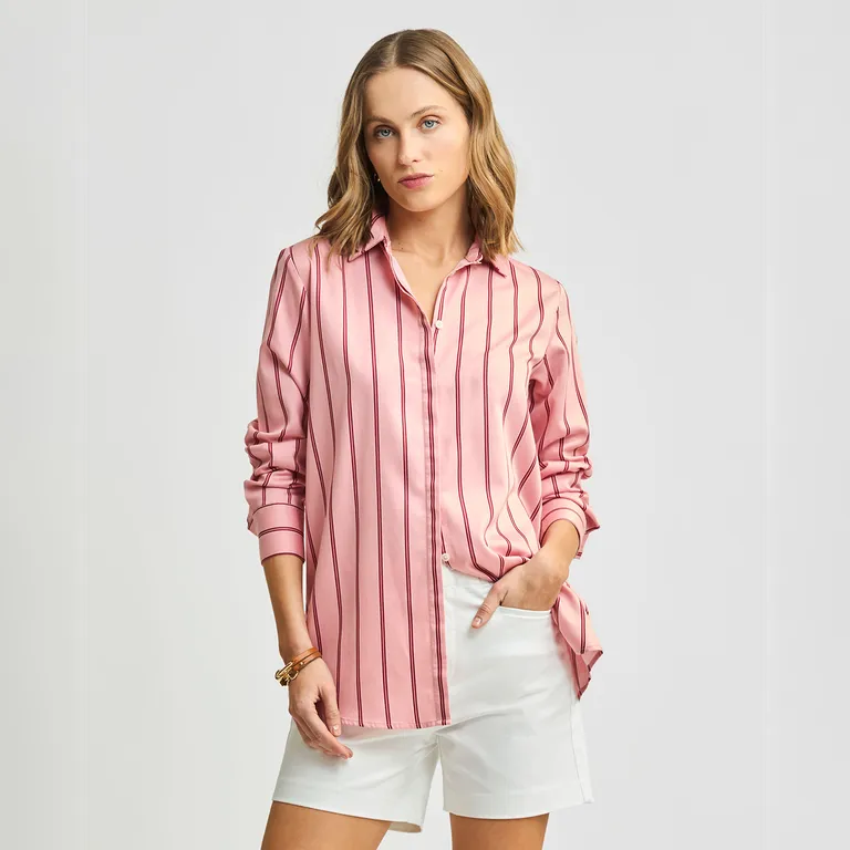 Camisa Rayada Manga Larga Mujer