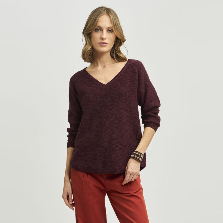 Sweater Córcega Algodón Cuello V Mujer