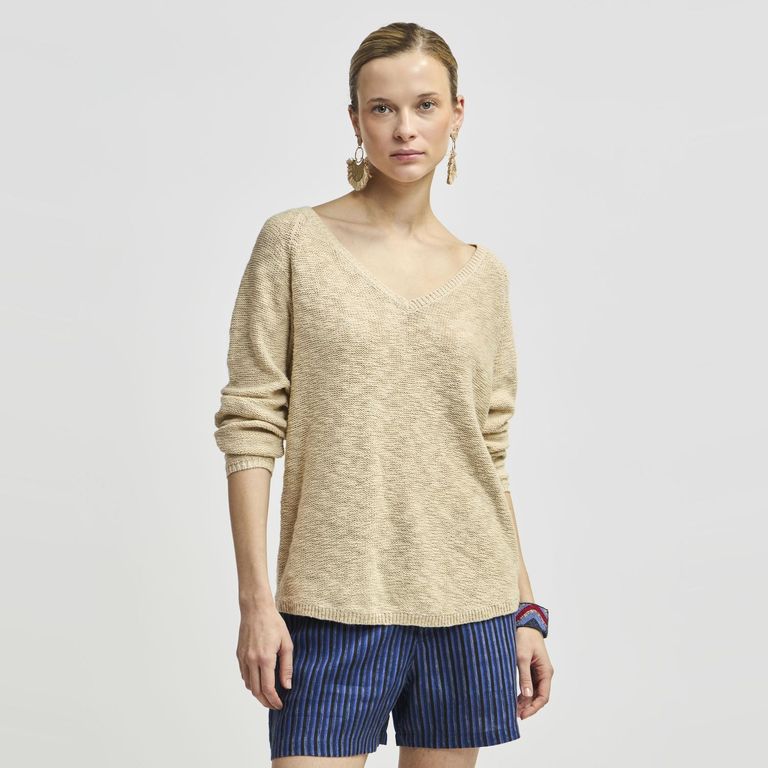 Sweater Córcega Algodón Cuello V Mujer