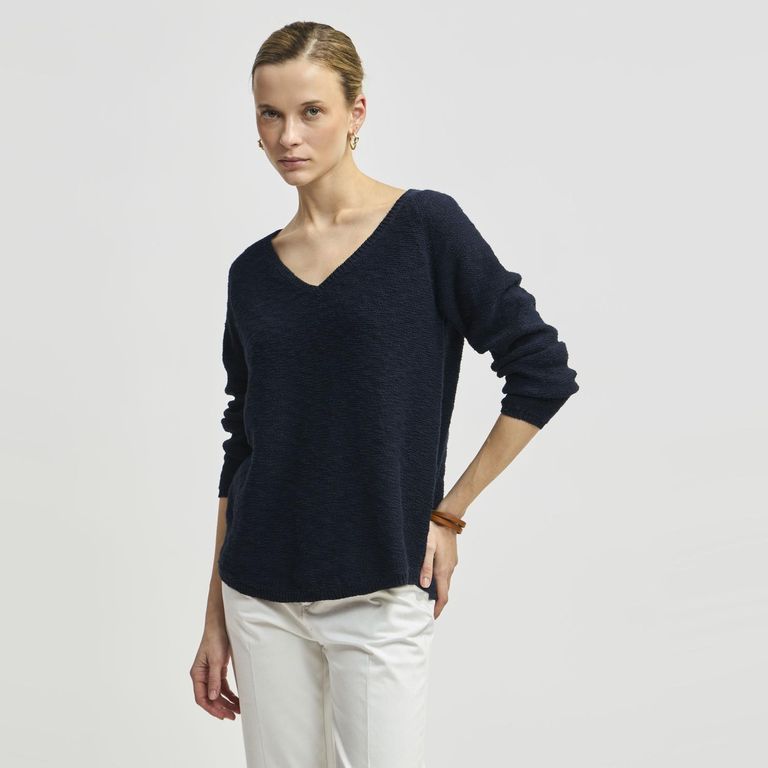 Sweater Córcega Algodón Cuello V Mujer