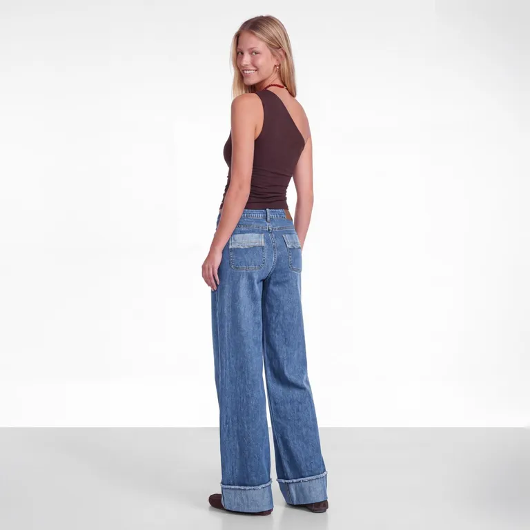 Jeans Sun Wide Leg Tiro Medio Mujer