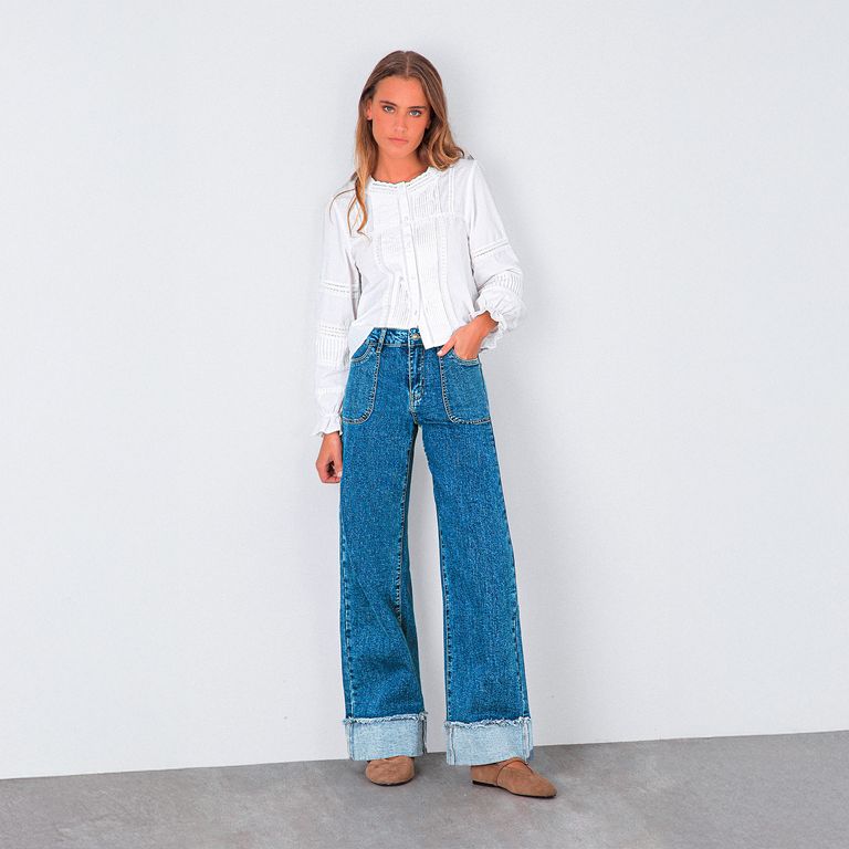 Jeans Sun Wide Leg Tiro Medio Mujer
