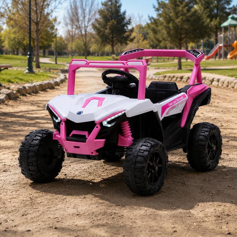 Auto A Batería Buggy Rosado 4X2 Kidscool 12V Control Remoto Y Balanceo