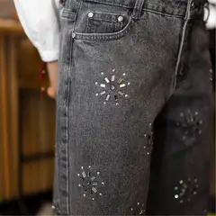 RAINDOOR - Jeans Flores Brillos Mujer