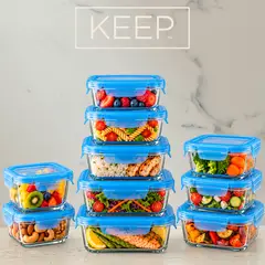 KEEP - Set 10 Contenedores Herméticos Vidrio Tupper