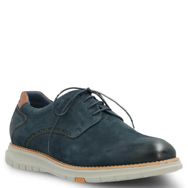 Zapatilla Urbana Hombre Cuero Azul