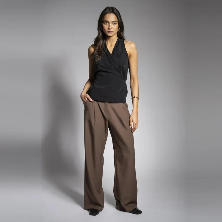 Pantalón Tiro Medio Recto Grace Cafe Mujer