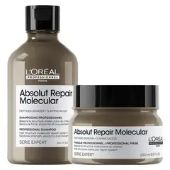 LOREAL PROFESSIONNEL - Set Profesional Reparación Molecular Shampoo 300ml + Máscara 250ml Absolut Repair Molecular