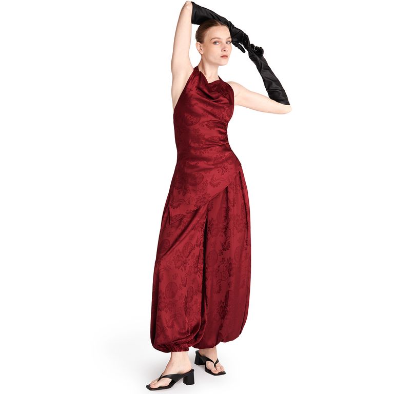 Pantalón Balloon Tiro Alto Jacquard Mujer