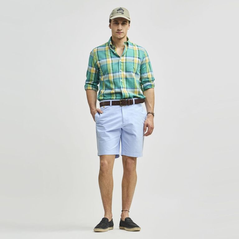 Bermuda Clásico Sin Pinzas Tela Oxford Hombre