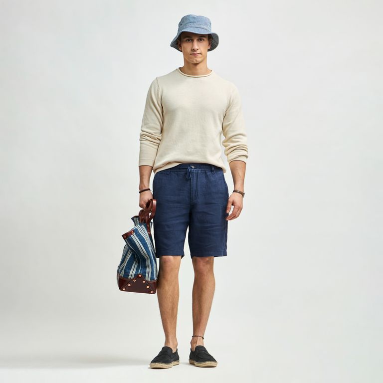 Short Dorset Vintage Sin Pinzas Lino Hombre