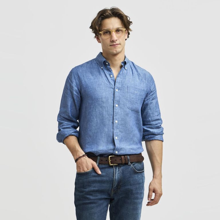Camisa Manga Larga Lino Hombre