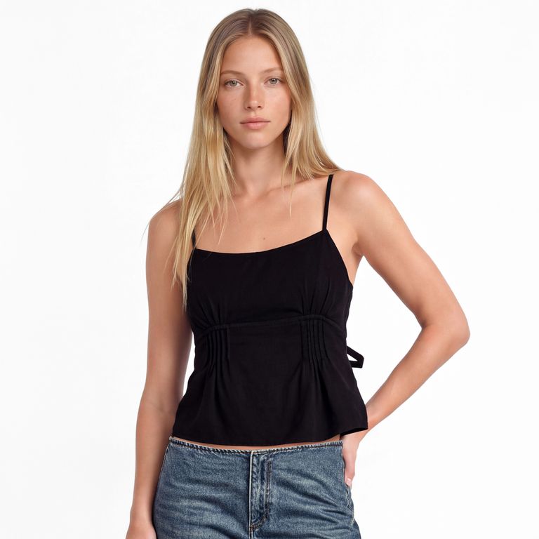 Top Escote Plisado Mujer