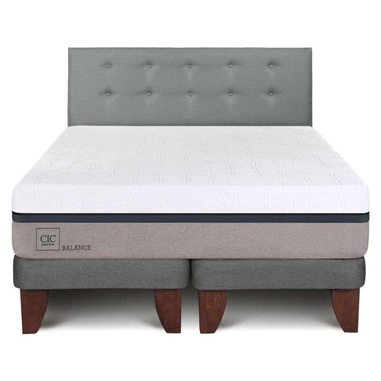 CIC Cama Europea Balance King Respaldo Gris