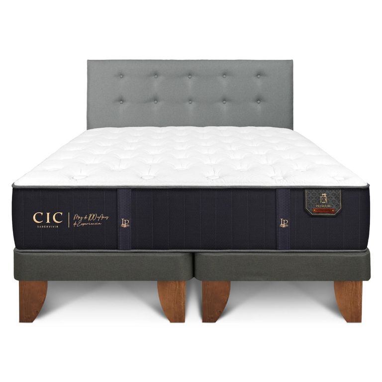 CIC Cama Europea Premium King Respaldo Gris