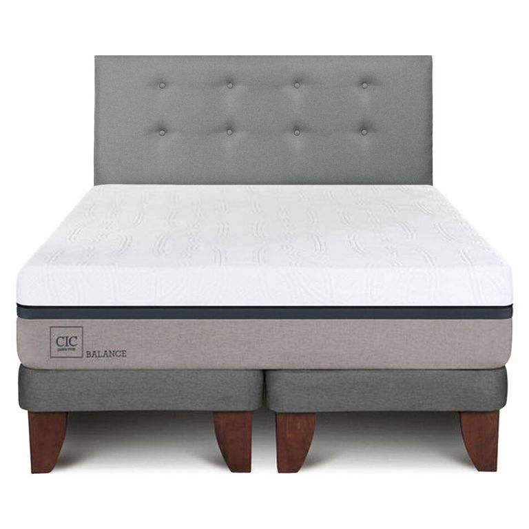 Cama Europea Balance 2 Plazas BD Respaldo Gris