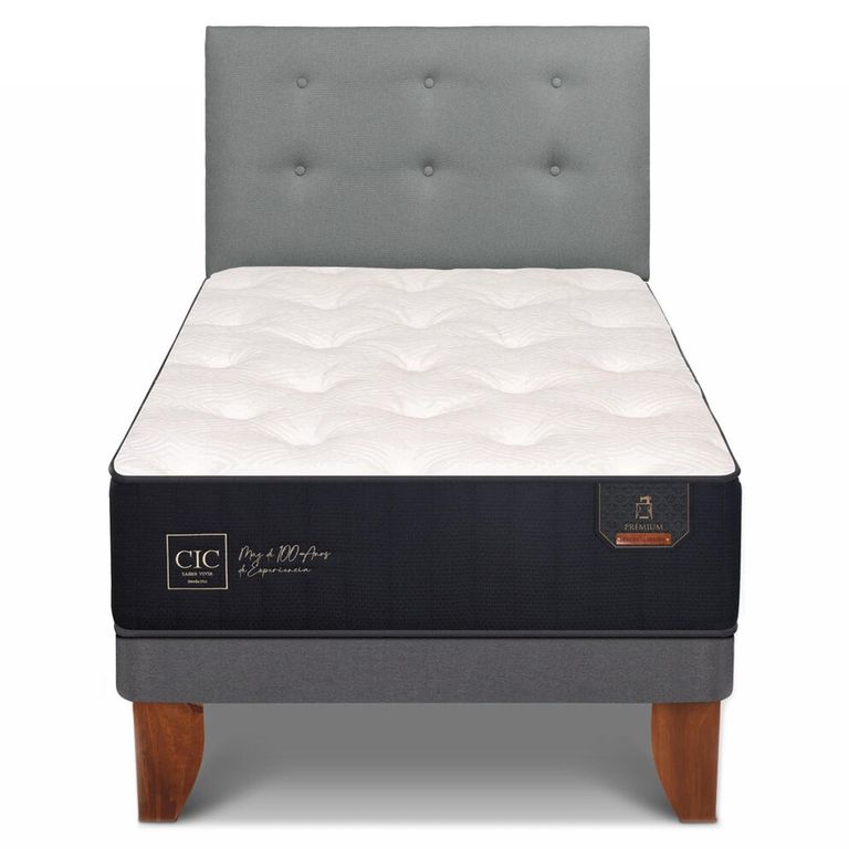Cama Europea Premium 1.05X200 Respaldo Gris
