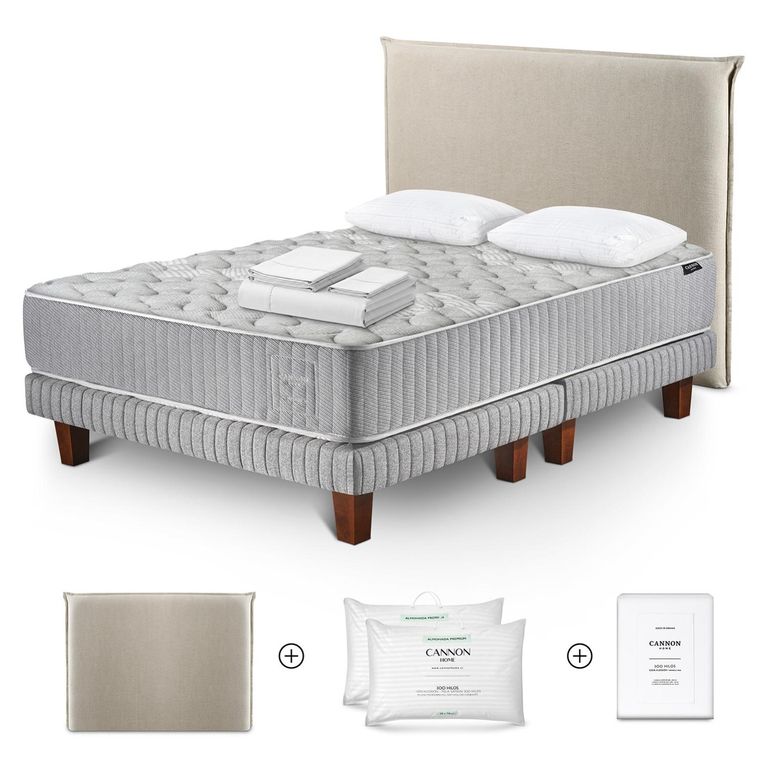 Cama Europea Hybrid Wool 2 Plazas