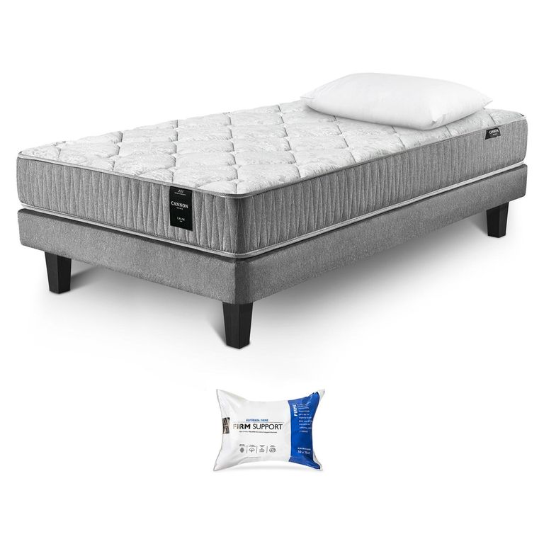 Cama Box Spring Calm 1.5 Plazas x 2.00 mt + Almohada Firm Support +