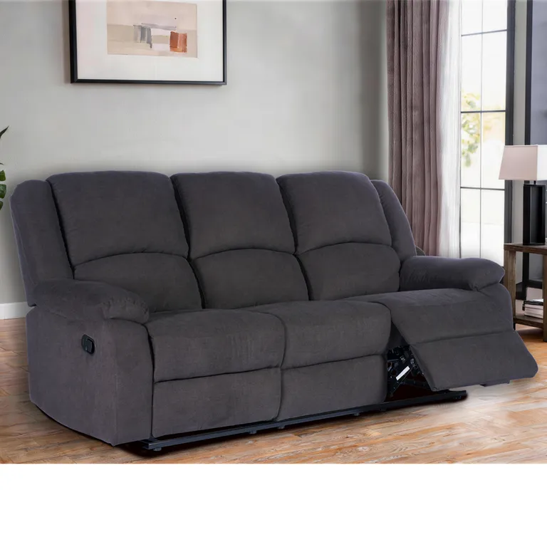 ROSEN Sofá Reclinable Tela Manual Albany 3 Cuerpos Café