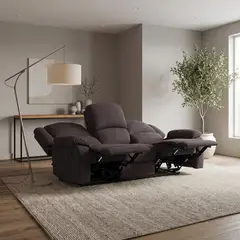 ROSEN - Sofá Reclinable Tela Manual Albany 3 Cuerpos Café