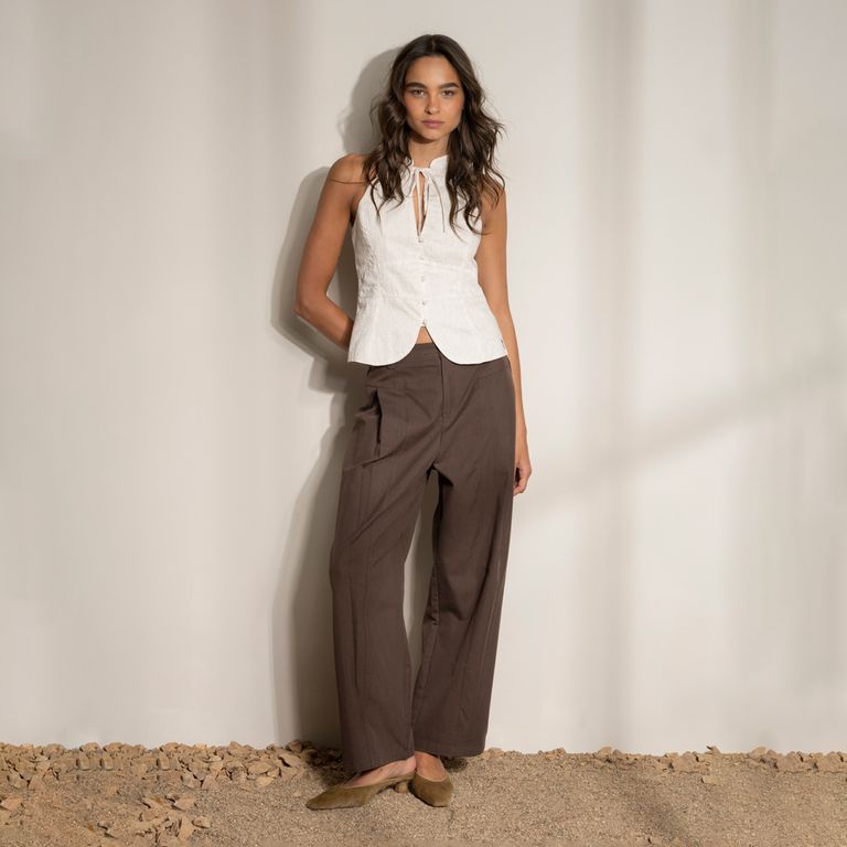 Pantalón Straight Tiro Medio Mujer