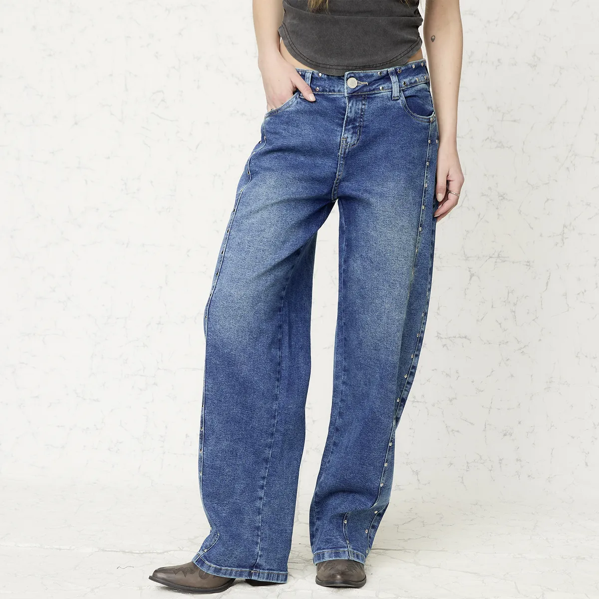 AMERICANINO - Jeans Baggy Tiro Medio Mujer Americanino