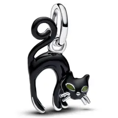 PANDORA - Charm Colgante Gato Negro Mujer De Plata