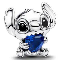 PANDORA - Charm Corazon Azul Stitch Mujer De Plata