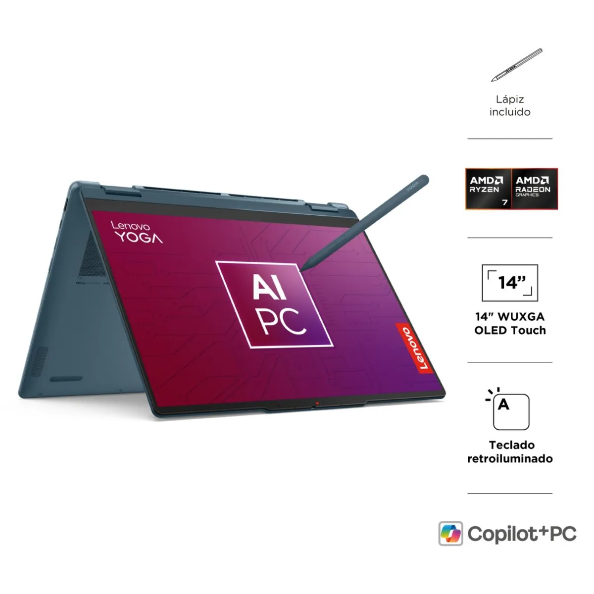 LENOVO - Lenovo Yoga 7 AMD Ryzen 7 AI, 32GB RAM, 1TB SSD, Pantalla OLED 14"