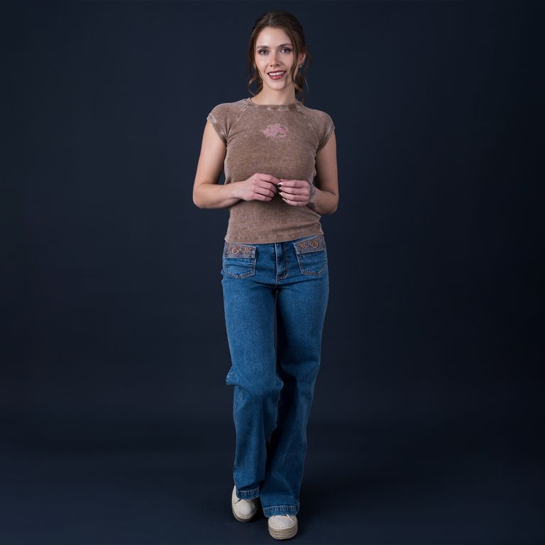 Jeans Wide Leg Tiro Medio Mujer