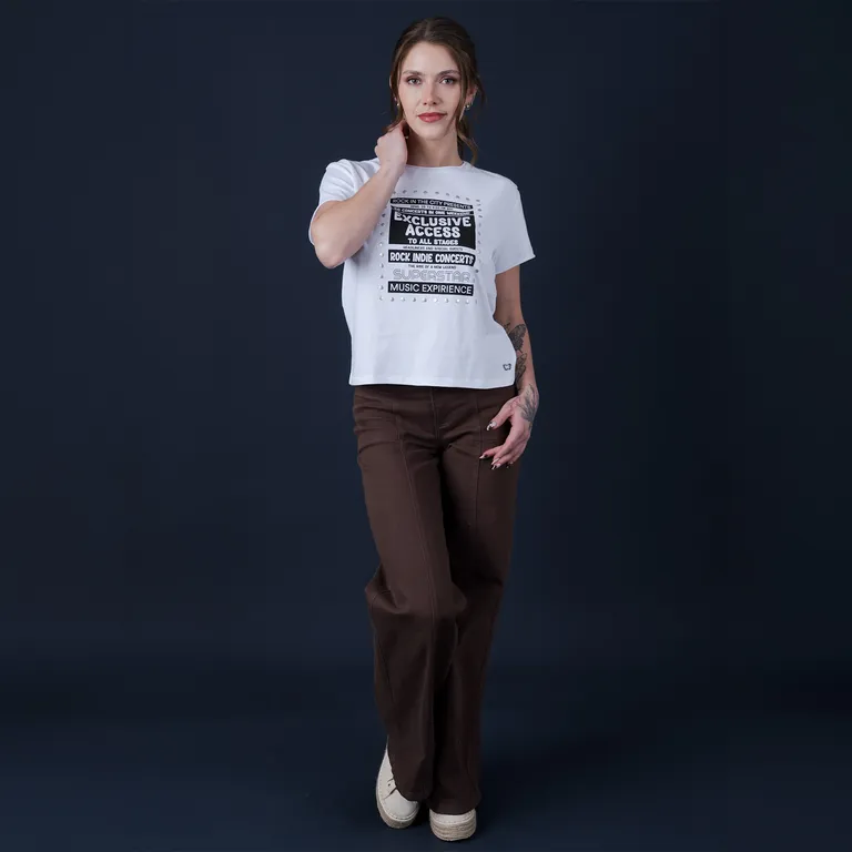 Pantalón Wide Leg Tiro Medio Mujer