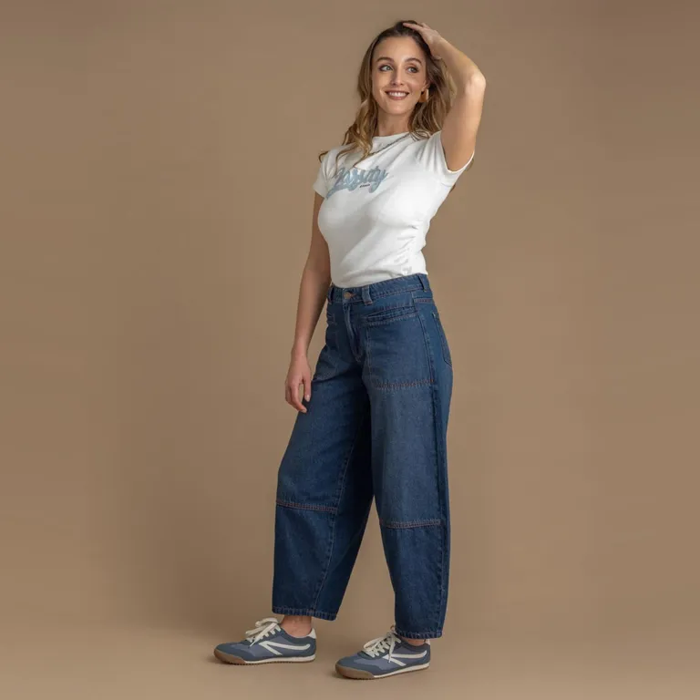 Jeans Balloon Tiro Medio Mujer