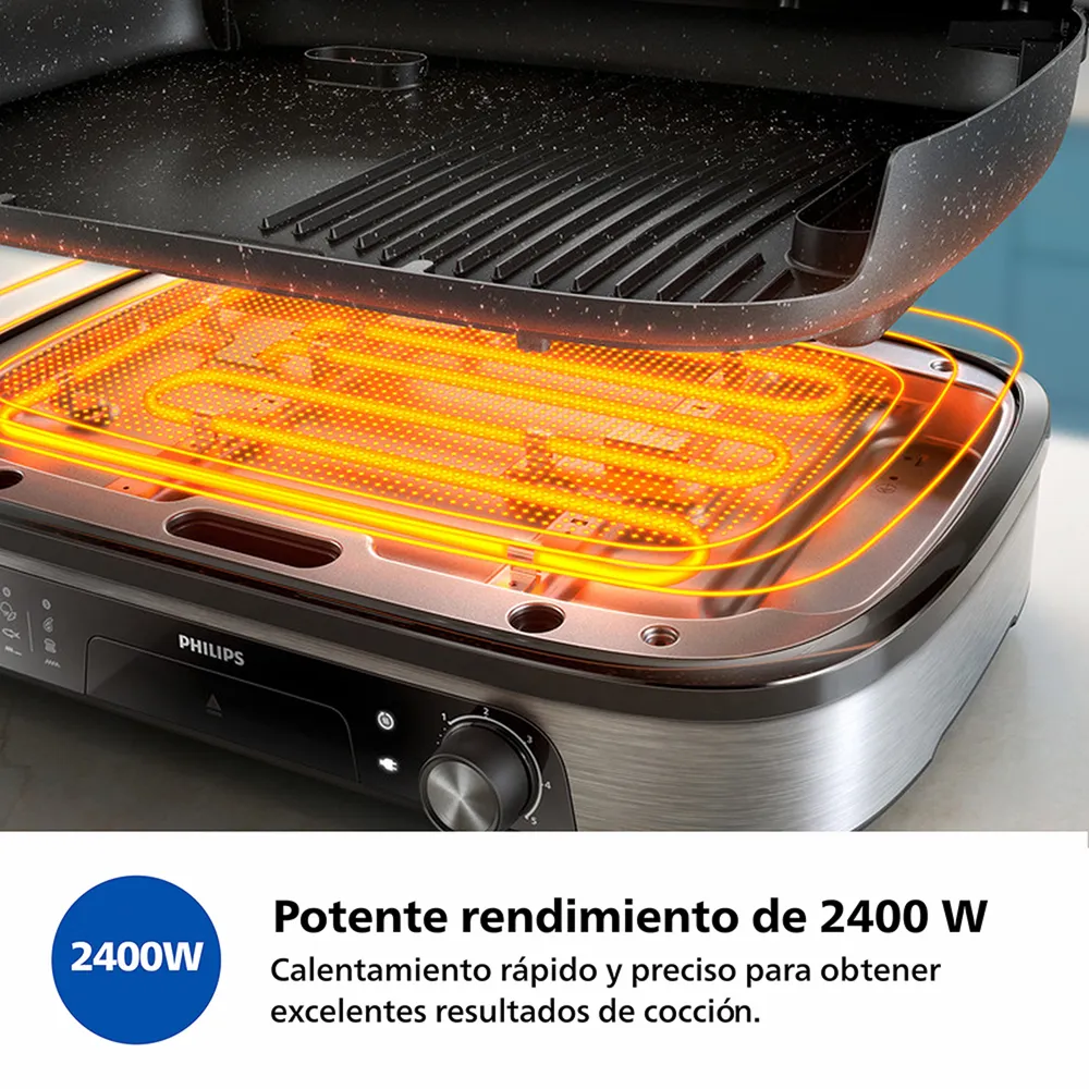 Philips Parrilla Eléctrica con Ahumador 2400W Negro, foto 5