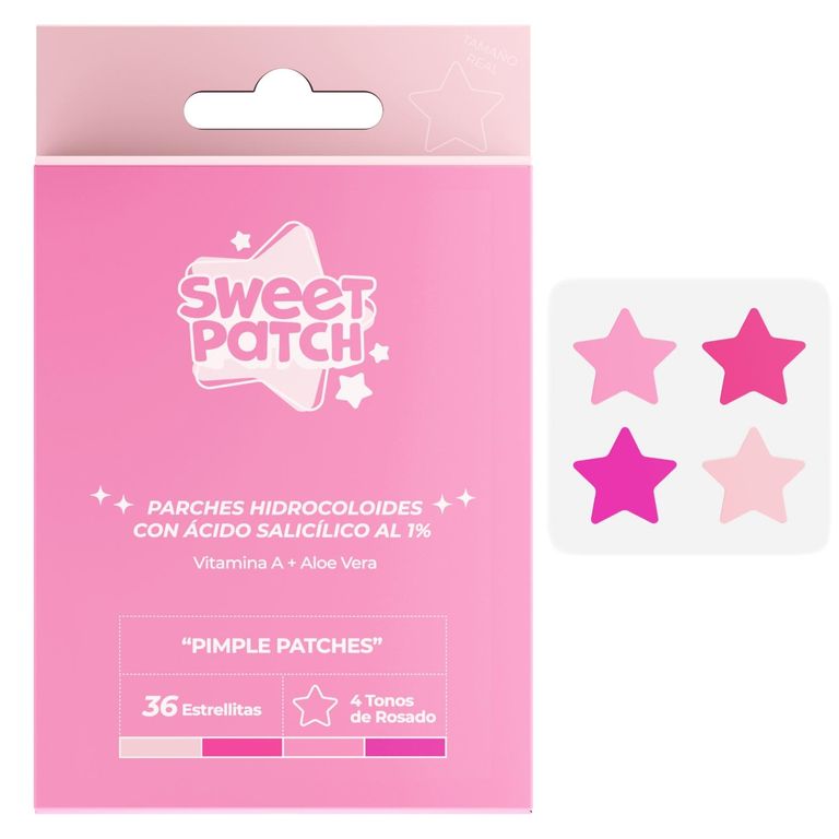 Parche Hidrocoloide Antiacne Estrellitas 4 Tonos Rosado
