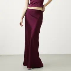 BASEMENT - Falda Larga Satinada Mujer Cranberry Chic x