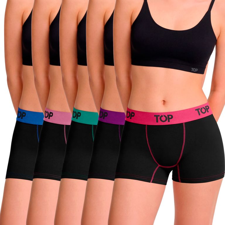 Pack De 5 Calzones Boxers Corto Mujer Algodón