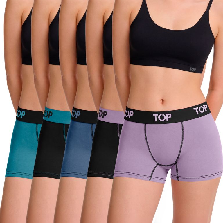 Pack De 5 Calzones Boxers Corto Mujer Algodón