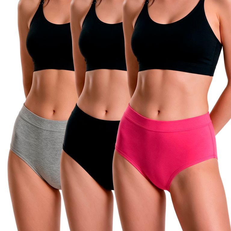 Pack De 3 Calzones Pantaleta Alta Algodón Mujer