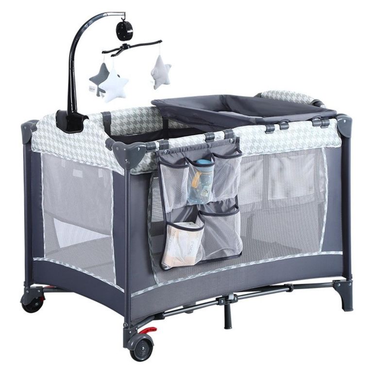 Cuna Corral Plegable De Viaje Gris