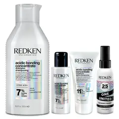 REDKEN - Set ABC Reparación Total Cabello Dañado Acidic Bonding Concentrate Shampoo 500ml + 75ml + Acondicionador 50ml + Spray One united 30ml