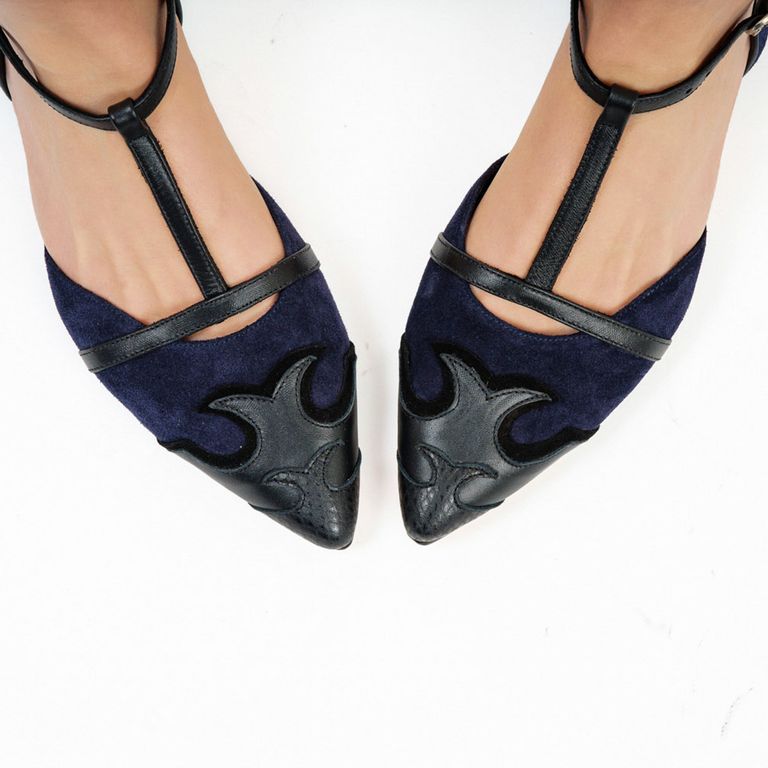 Zapato Casual Mujer Cuero Azul
