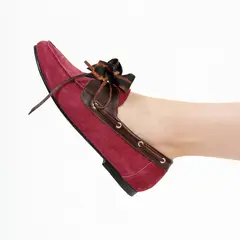 ALBA Y ADELA - Mocasin Mujer Cuero Burdeo