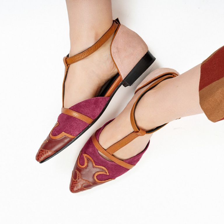 Zapato Casual Mujer Cuero Burdeo