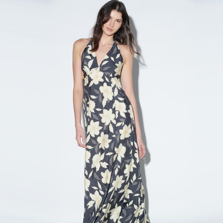Vestido Largo Estampado Flores Mujer